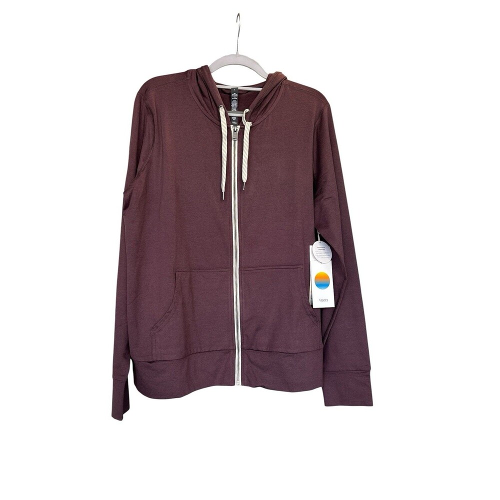 Vuori Hoodie Womens Fleece Full Zip Halo Performance 2.0 Stretch Large Red New